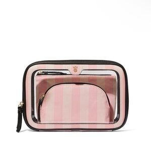 NWT Victorias Secret 3 piece makeup bag in Iconic Stripe.